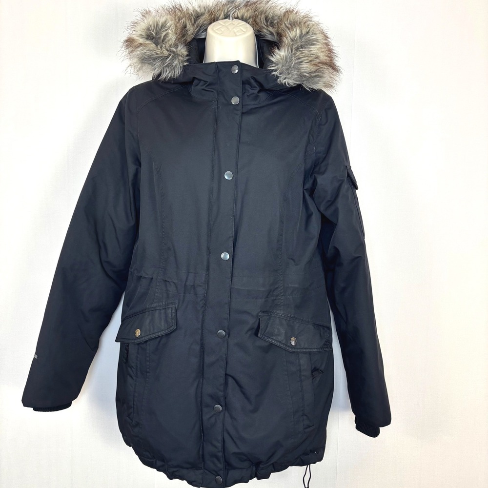 Eddie Bauer Down Filled Hooded Fur Trim Snow Jacket Puffer Quilted Womens Sz M - Picture 2 of 14